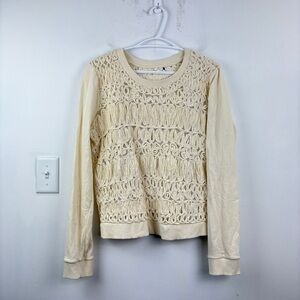 Anthropologie Cream Lace Sweatshirt